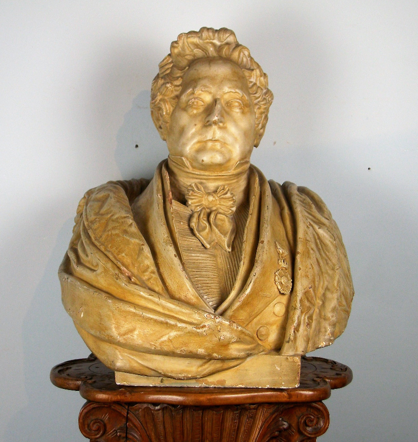 Antique  	Plaster Bust of Important Figure